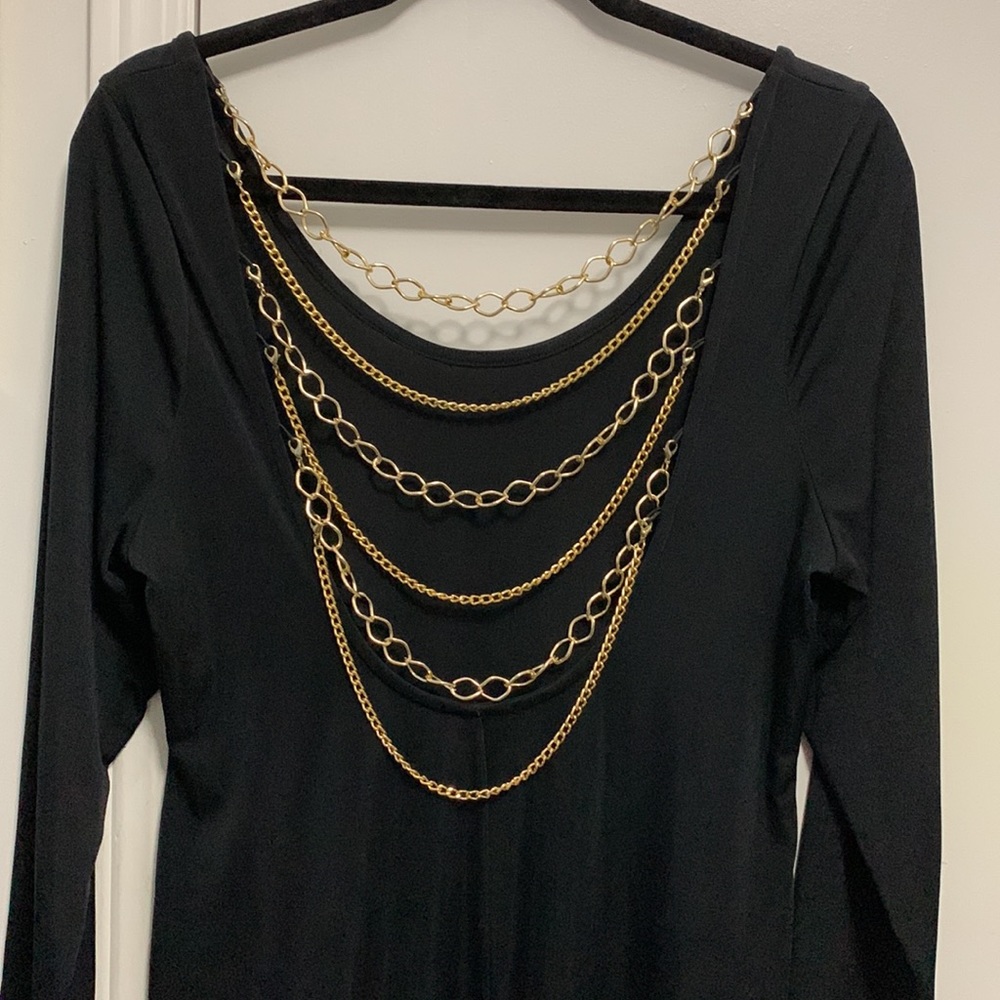 Venus Chainlink Detail Black Dress